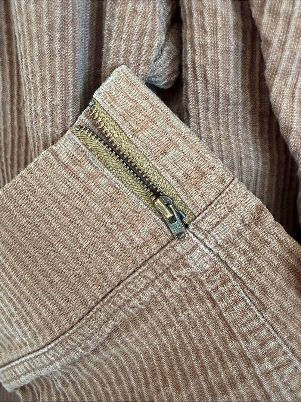 Vintage 80s Together High Waist Pleated Cuffed Brown Striped Cotton Trousers 4 - Picture 8 of 14